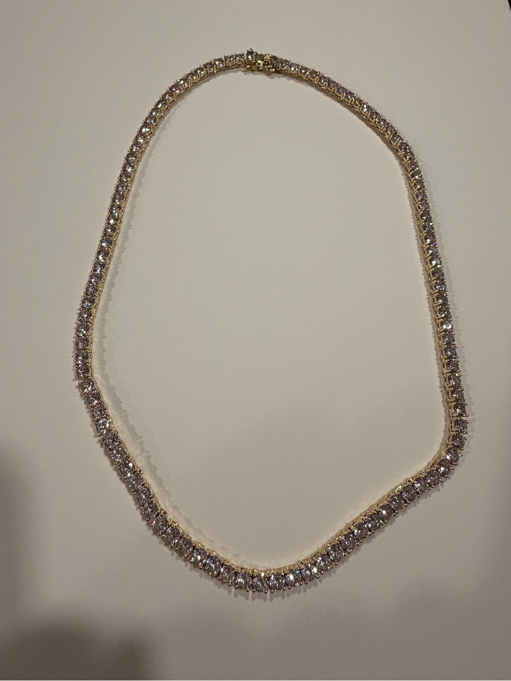Gold-Tone Crystal Tennis Necklace - Sparkling Clear Stones